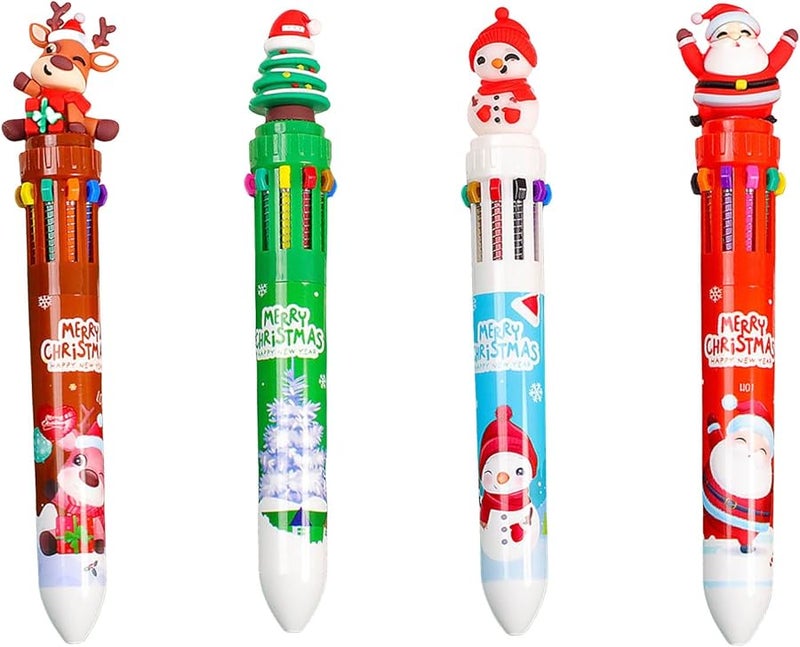 Christmas Tree Ballpoint Pen 6 Pcs Multicolor 10 In 1 Shuttle Office School Supplies - Image 3